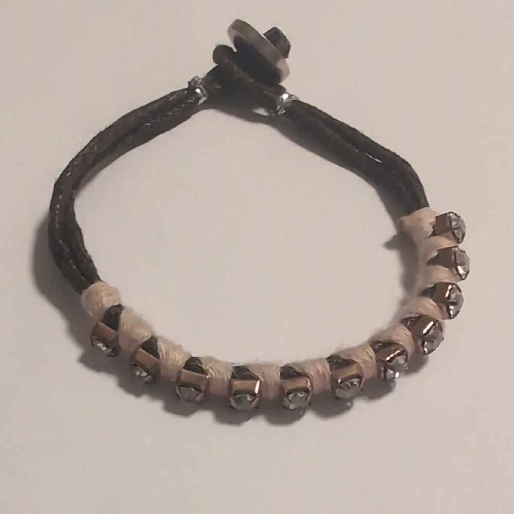 American Eagle Outfitters Tan and Brown Rhinestones Cuff Bracelet